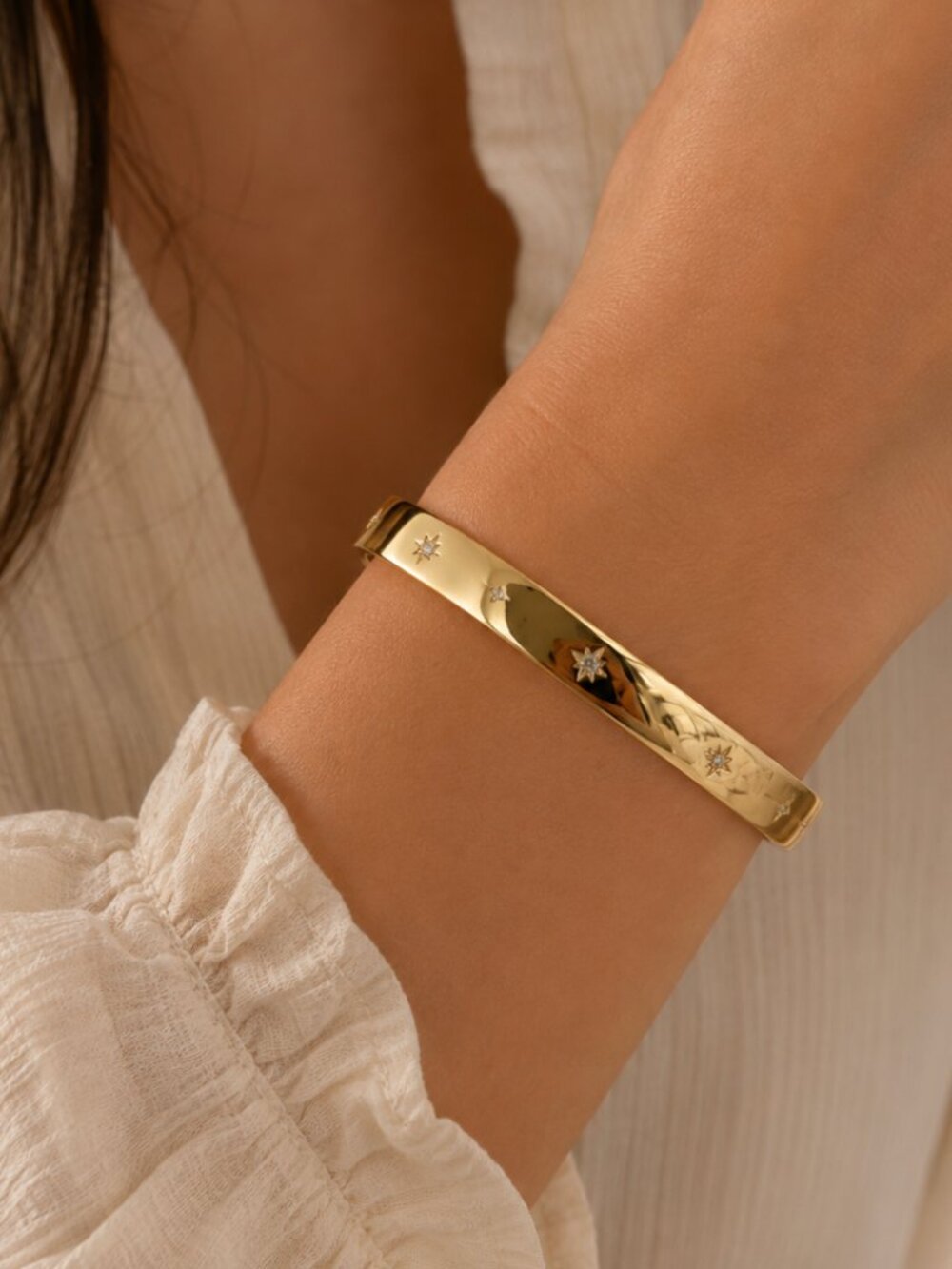 925 Sterling Silver Cuff Bracelet Star Bracelet Celestial Bangle Bracelet